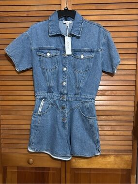 Women's MNK Short Sleeve Denim Romper